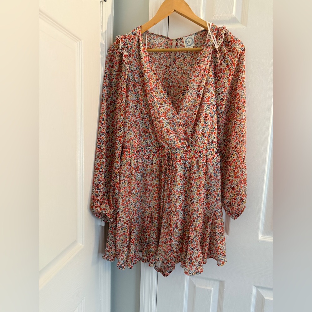 Blue Rain Multicolor Floral Romper